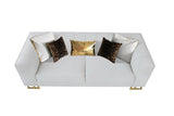 Designer Off-white with Gold Contemporary Wood, Engineered Wood Velvet Sofa&Loveseat - Ella Furniture