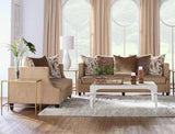 Simone Flax Brown Modern Contemporary Wood, Engineered Wood Fabric Sofa & Loveseat - Ella Furniture