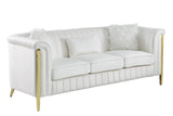 Fara Cream With Gold Modern Contemporary Wood, Engineered Wood Velvet Sofa&Loveseat - Ella Furniture