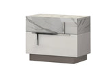 Sunset White/Gray Contemporary Solid Wood Marble Top High Gloss Lacquer 5-Drawers Chest - Ella Furniture