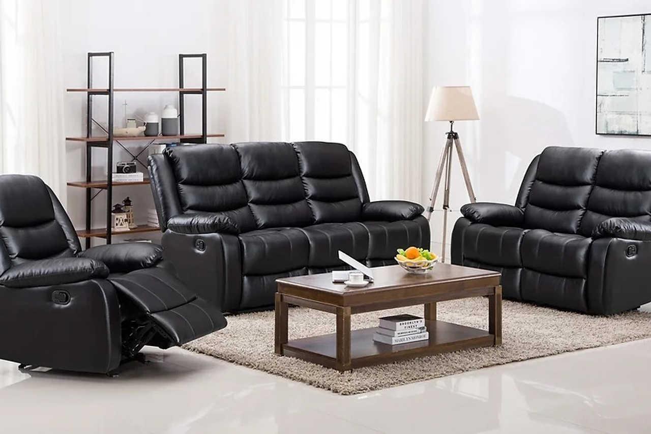 Miami Black PU 3-Piece Reclining Set