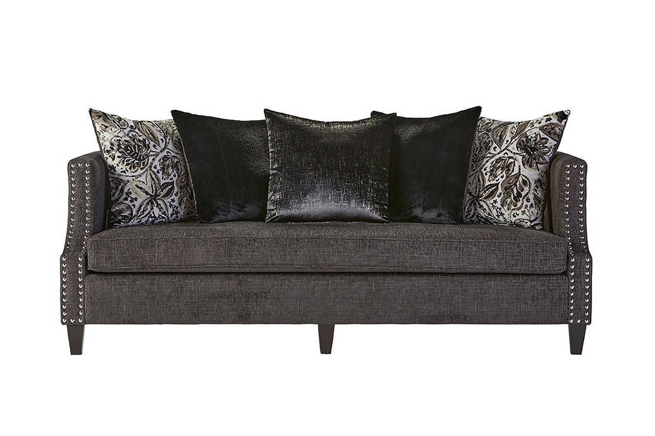 Simone Ash Grey Blue Modern Contemporary Solid Wood Fabric Upholstered Sofa&Loveseat - Ella Furniture