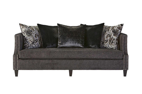 Simone Ash Grey Blue Modern Contemporary Solid Wood Fabric Upholstered Sofa - Ella Furniture