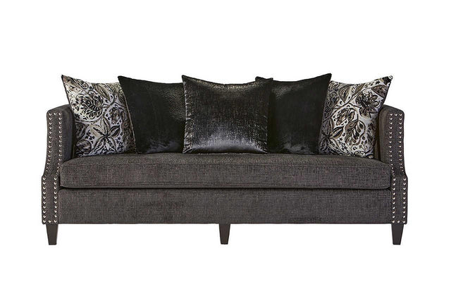 Simone Ash Grey Blue Modern Contemporary Solid Wood Fabric Upholstered Sofa - Ella Furniture