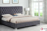 Rose Cream Upholstered Tufted Platform Queen Bed