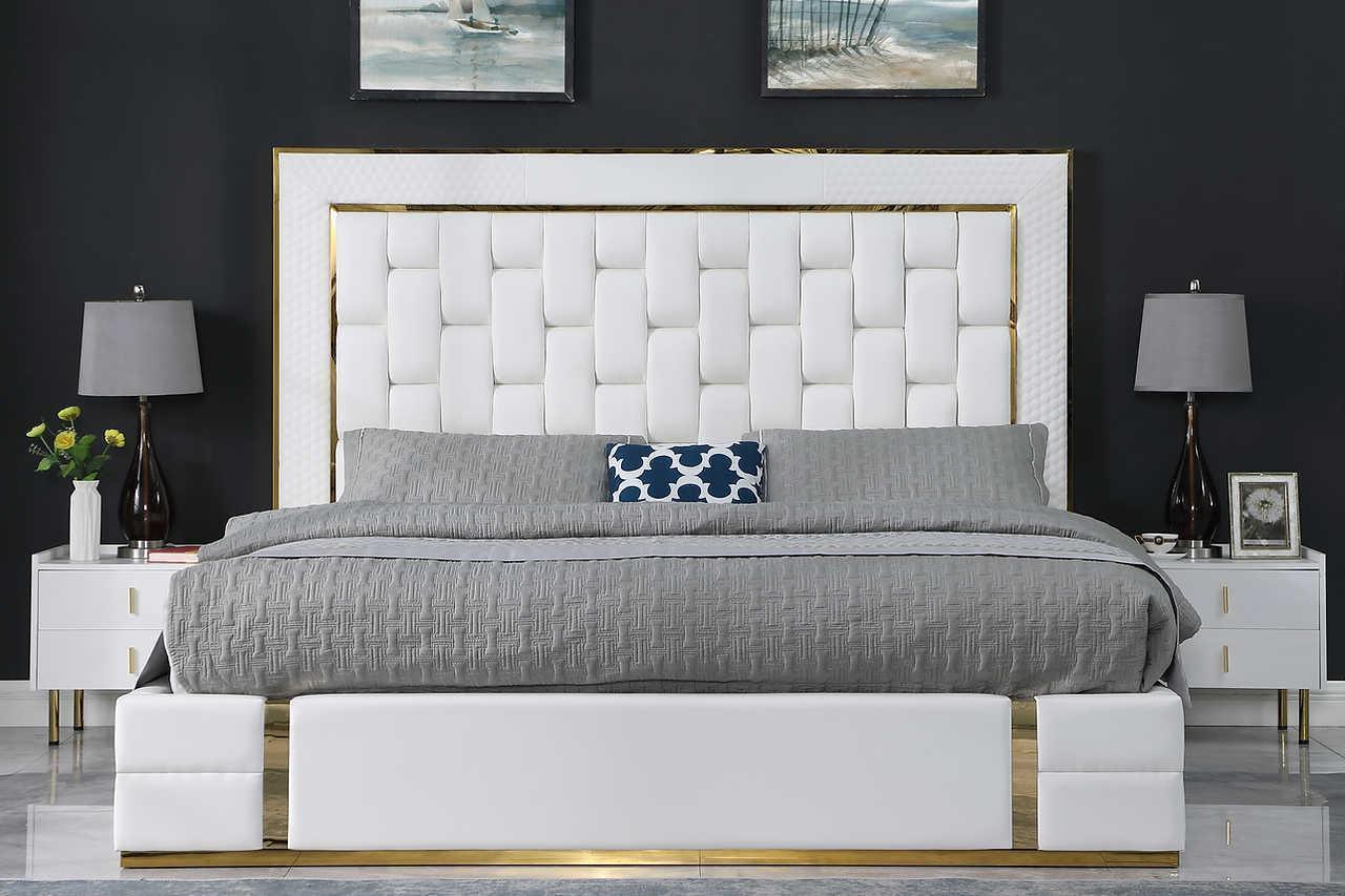 Marbella White Storage Platform King Bed