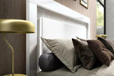 Mara White Modern Traditional Contemporary Marble Top Solid Wood LED Panel Bedroom Set - Ella Furniture