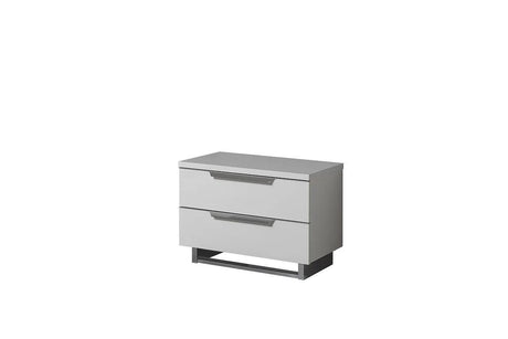 Kimera White Modern Contemporary High Gloss Lacquer Solid Wood 2-Drawers Nightstand - Ella Furniture