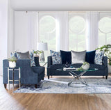 Simone Indigo Blue Modern Contemporary Solid Wood Fabric Upholstered Sofa&Loveseat - Ella Furniture