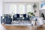 Simone Indigo Blue Modern Contemporary Solid Wood Fabric Upholstered Loveseat - Ella Furniture