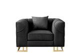 Designer Black with Gold Modern Contemporary Wood, Engineered Wood Velvet Chair - Ella Furniture