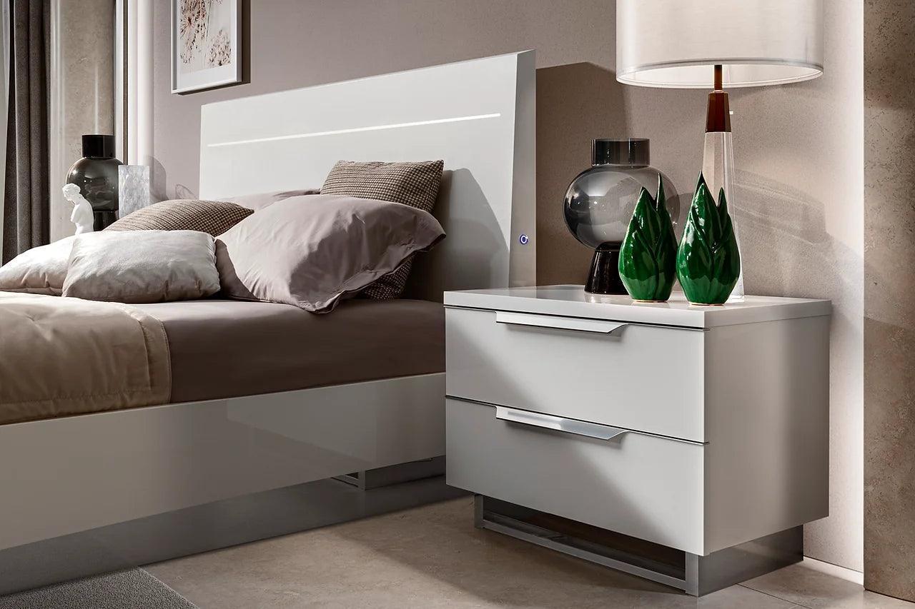 Kimera White Modern Contemporary High Gloss Lacquer Solid Wood 5-Drawers Chest - Ella Furniture