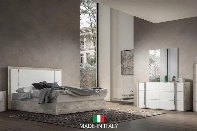 Treviso White Grey Stone Modern Contemporary Traditional Solid Wood Eco-Stone Bedroom Set - Ella Furniture