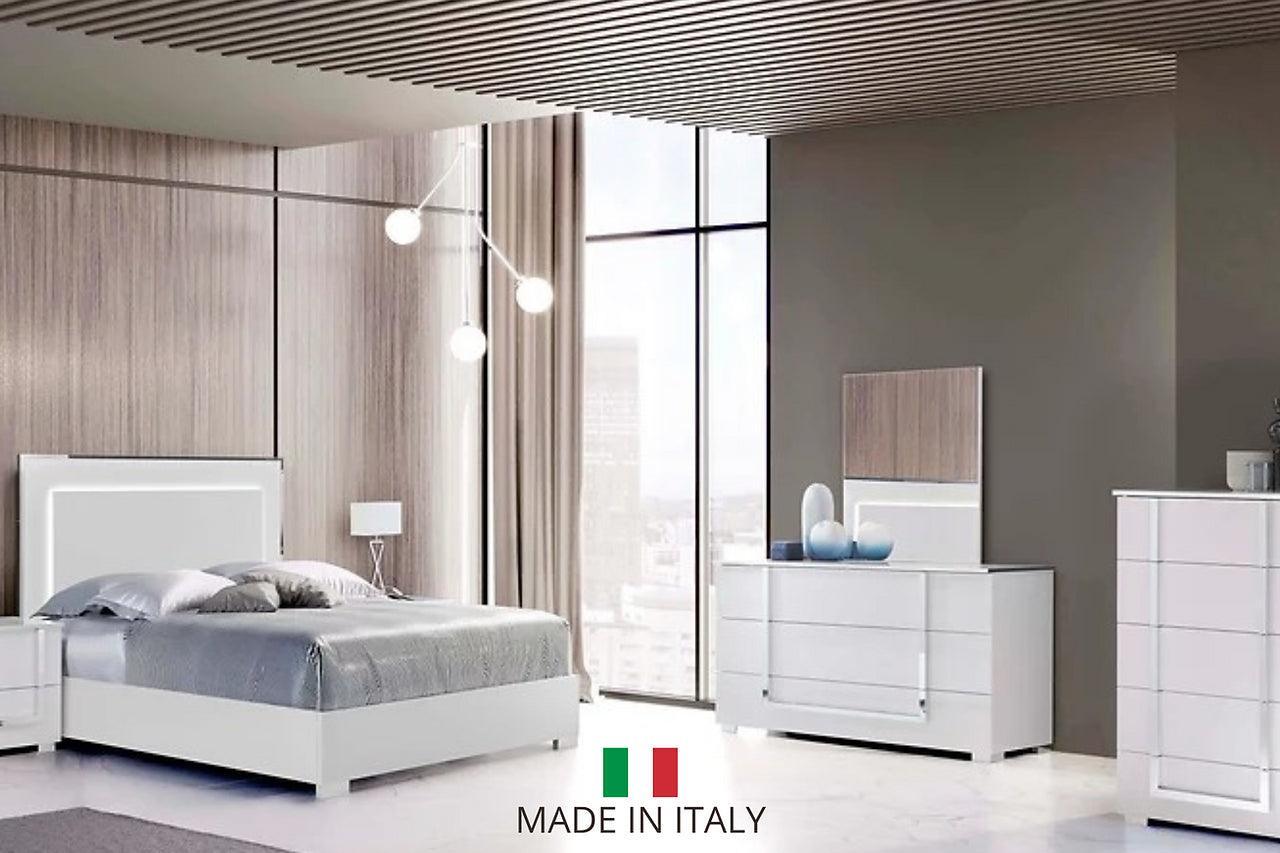 Antonella White Modern Contemporary High Gloss Lacquer Solid Wood 5-Drawers Chest - Ella Furniture