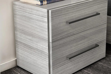 Mia Light Gray Modern Contemporary Solid Wood And Veneers 2-Drawers Nightstand - Ella Furniture