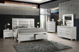 Paola White LED Upholstered Storage Platform Bedroom Set