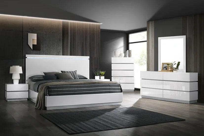 Florence White Modern Contemporary Solid Wood 5-Drawers Chest - Ella Furniture
