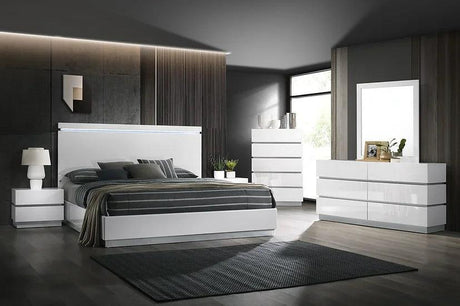 Florence White Modern Contemporary Solid Wood Panel Bedroom Set - Ella Furniture