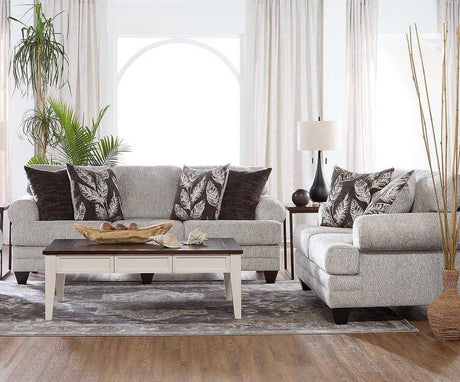 Marley Cloud Grey Blue Modern Contemporary Solid Wood Fabric Upholstered Sofa&Loveseat - Ella Furniture