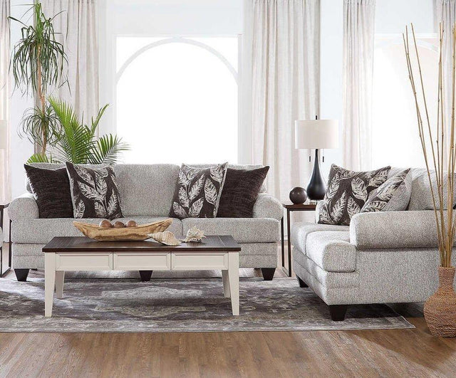 Marley Cloud Grey Blue Modern Contemporary Solid Wood Fabric Upholstered Sofa&Loveseat - Ella Furniture