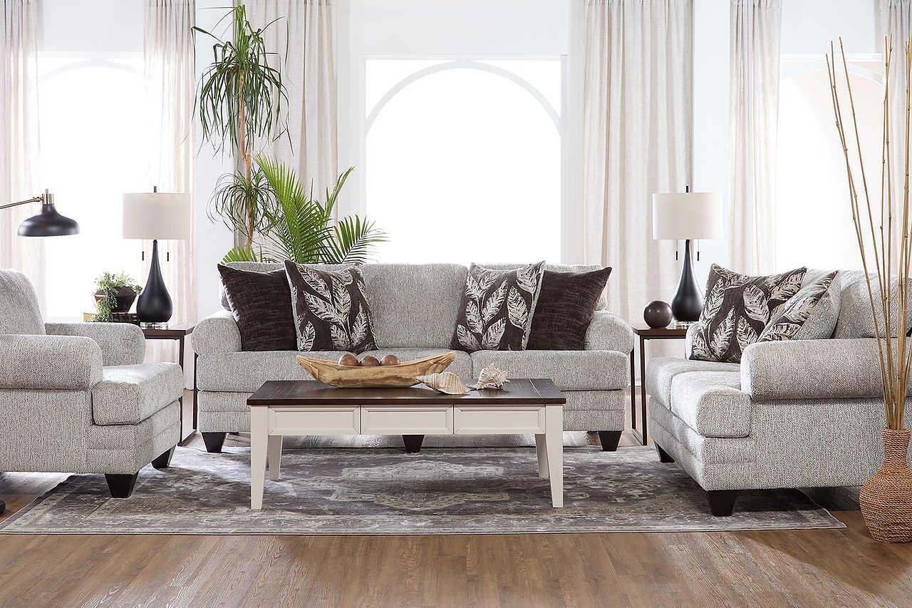 Marley Cloud Grey Blue Modern Contemporary Solid Wood Fabric Upholstered Loveseat - Ella Furniture