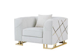 Designer Off-white with Gold Contemporary Wood, Engineered Wood Velvet Sofa&Loveseat - Ella Furniture