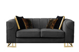 Designer Black with Gold Modern Contemporary Wood, Engineered Wood Velvet Sofa&Loveseat - Ella Furniture