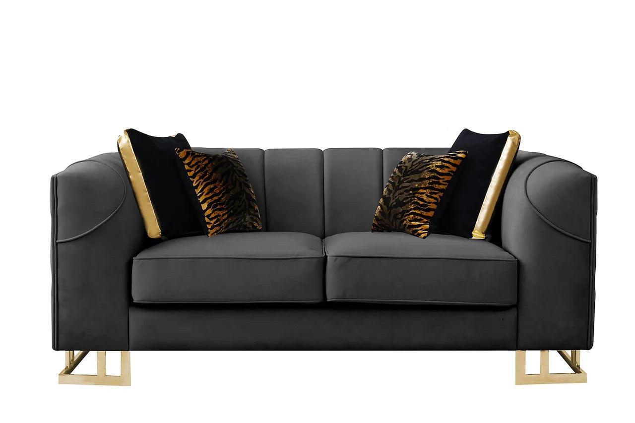 Designer Black with Gold Modern Contemporary Wood, Engineered Wood Velvet Chair - Ella Furniture