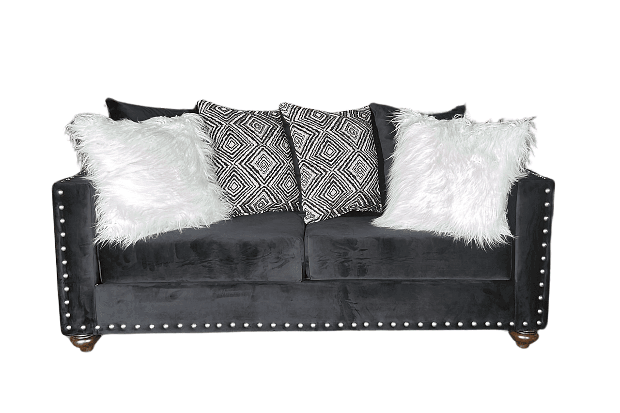 Zander Black Velvet 2-Piece Living Room Set