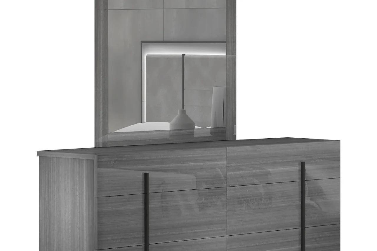 Blade Gray Modern Contemporary Solid Wood And Veneers LED Velvet Bedroom Set - Ella Furniture