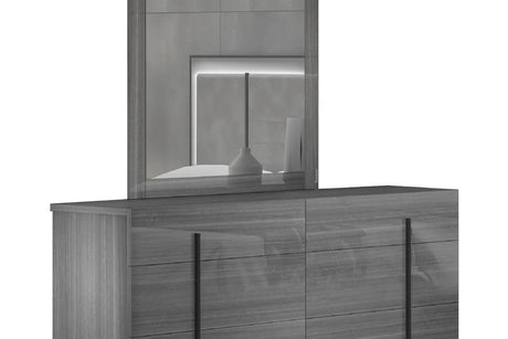 Blade Gray Modern Contemporary Solid Wood And Veneers LED Velvet Bedroom Set - Ella Furniture