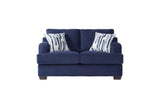 Cameo Navy Blue Modern Contemporary Solid Wood And Metal Velvet Upholstered Sofa - Ella Furniture