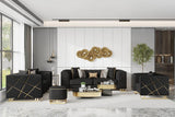 Designer Black with Gold Modern Contemporary Wood, Engineered Wood Velvet Chair - Ella Furniture