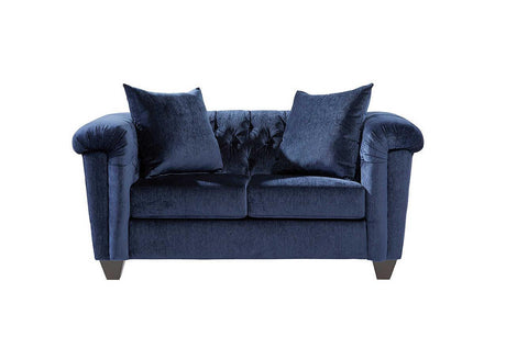 Lush Navy Modern Contemporary Solud Wood Velvet/Fabric Upholstered Tufted Loveseat - Ella Furniture