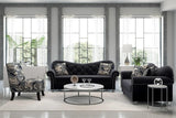 Bing Black Modern Contemporary Wood, Engineered Wood Velvet Tufted Sofa - Ella Furniture