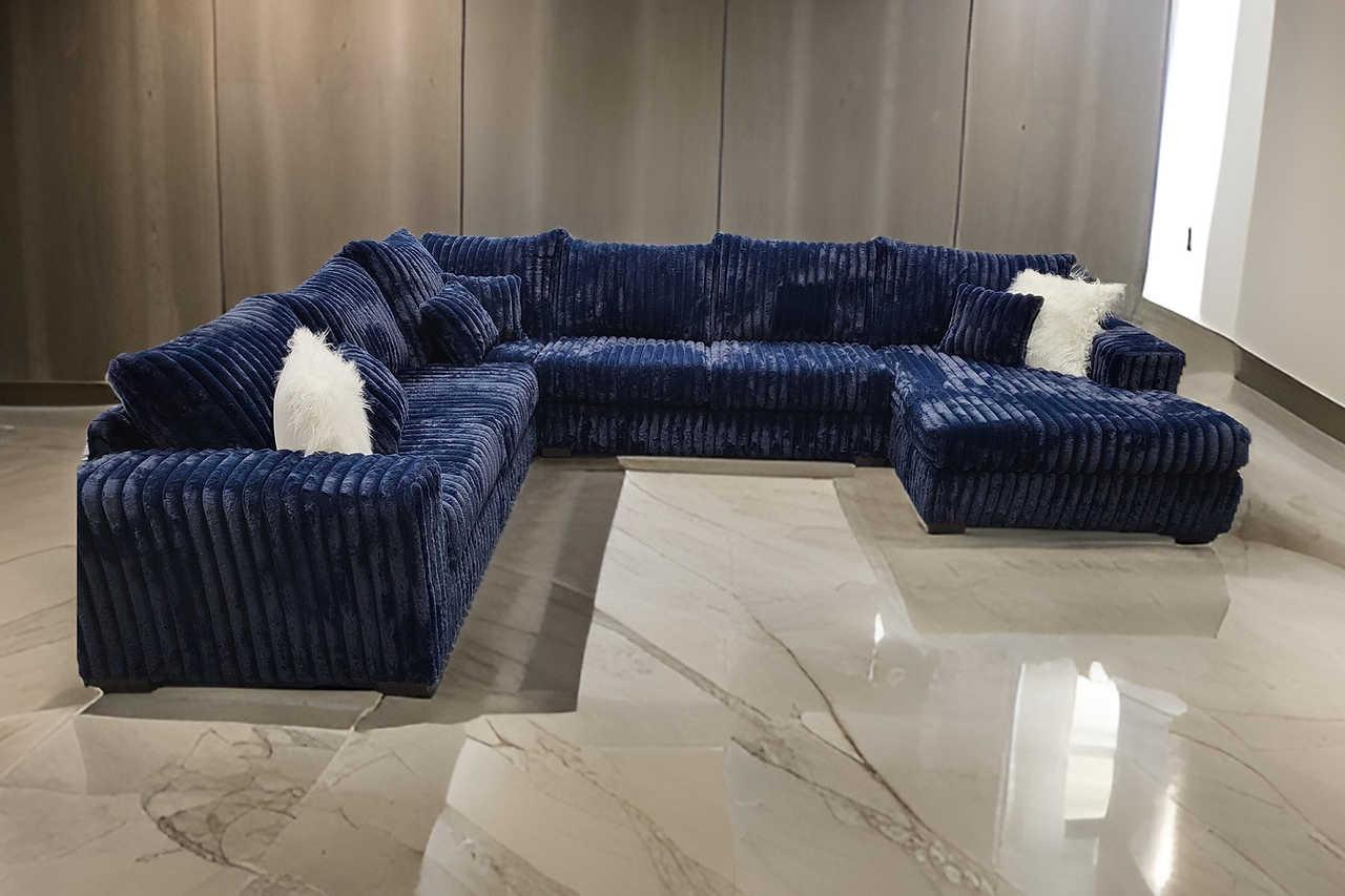 Texan Blue Corduroy Sectional