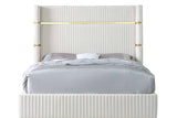 Aspen Cream Velvet Upholstered Platform King Bed