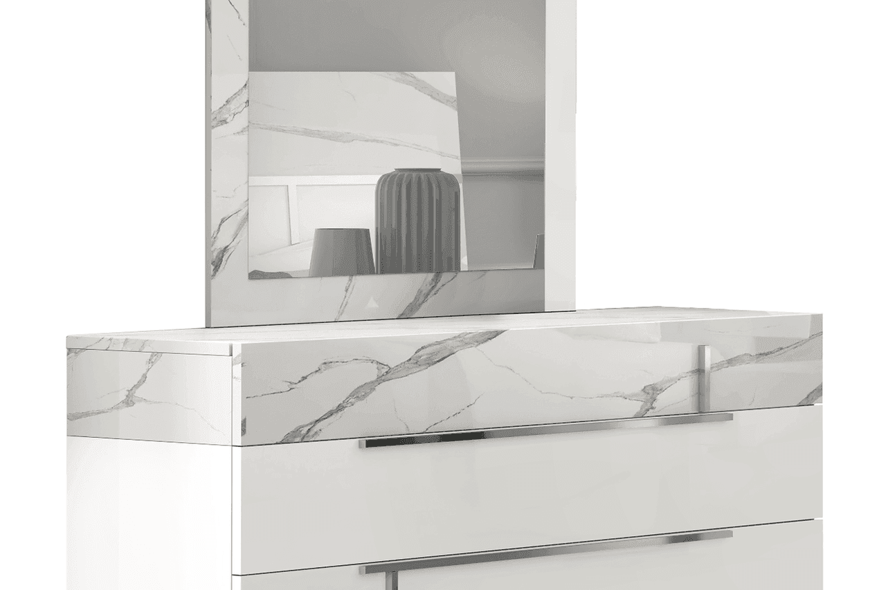 Sunset White Dresser & Mirror