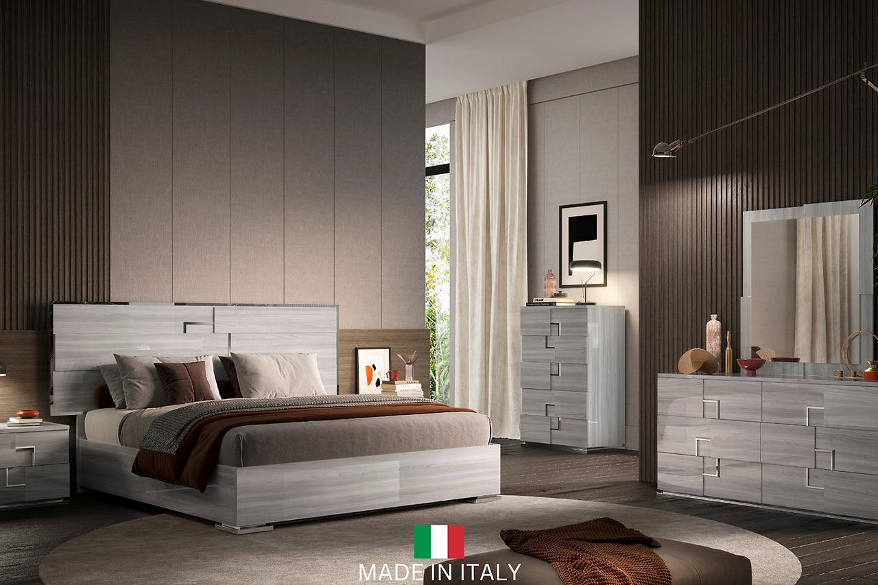 Infinity Gray Modern Contemporary Acacia Veneer Engineered Wood 2-Drawers Nightstand - Ella Furniture