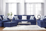 Cameo Navy Blue Modern Contemporary Solid Wood And Metal Velvet Upholstered Sofa - Ella Furniture