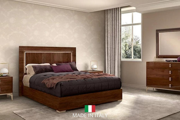 Eva Dark Cherry LED Italian Bedroom Set