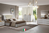 Kharma White And Gold Modern Contemporary High Gloss Lacquer Solid Wood 5-Drawers Chest - Ella Furniture