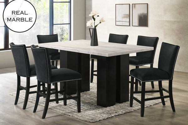 Valentino Black Marble Top Counter Height Set