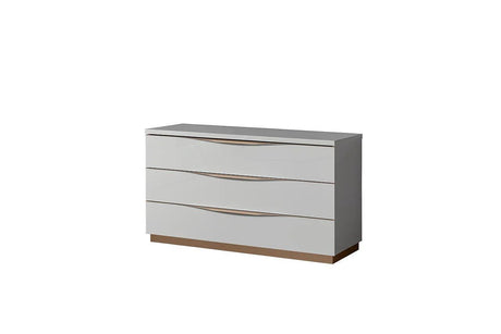 Kharma White Modern Contemporary High Gloss Lacquer Solid Wood 5-Drawers Chest - Ella Furniture
