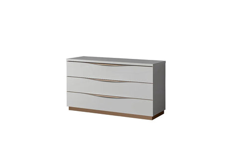 Kharma "Uph" White Contemporary High Gloss Lacquer Solid Wood 2-Drawers Nightstand - Ella Furniture