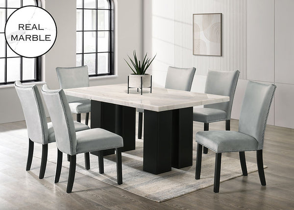 Valentino Gray Marble Top Dining Room Set