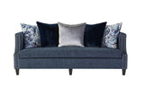 Simone Indigo Blue Modern Contemporary Solid Wood Fabric Upholstered Loveseat - Ella Furniture