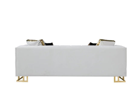 Designer Off-white with Gold Contemporary Wood, Engineered Wood Velvet Sofa&Loveseat - Ella Furniture