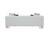 Designer Off-white with Gold Contemporary Wood, Engineered Wood Velvet Chair - Ella Furniture