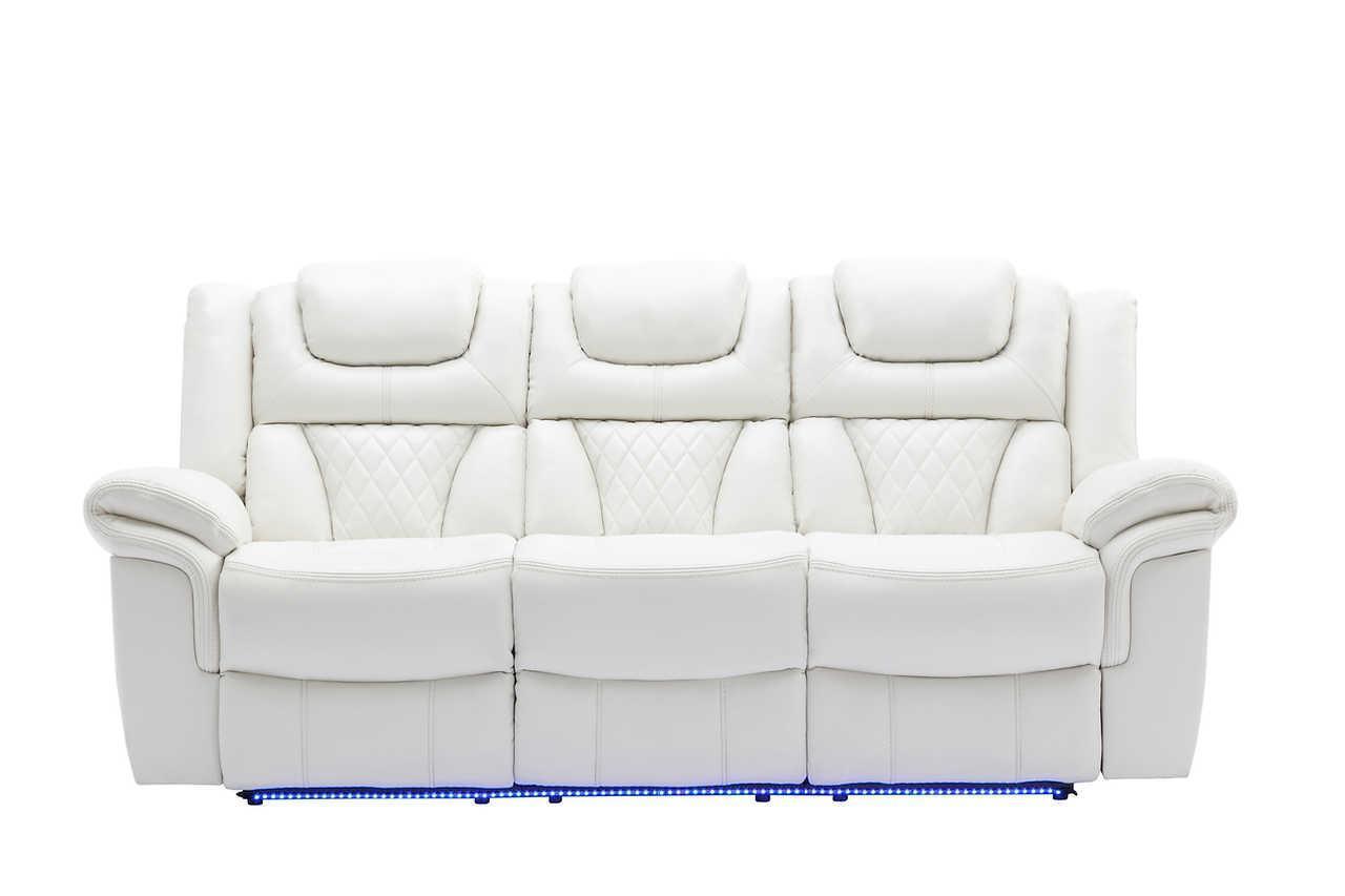 Party Time White Reclining Sofa, Loveseat Recliner